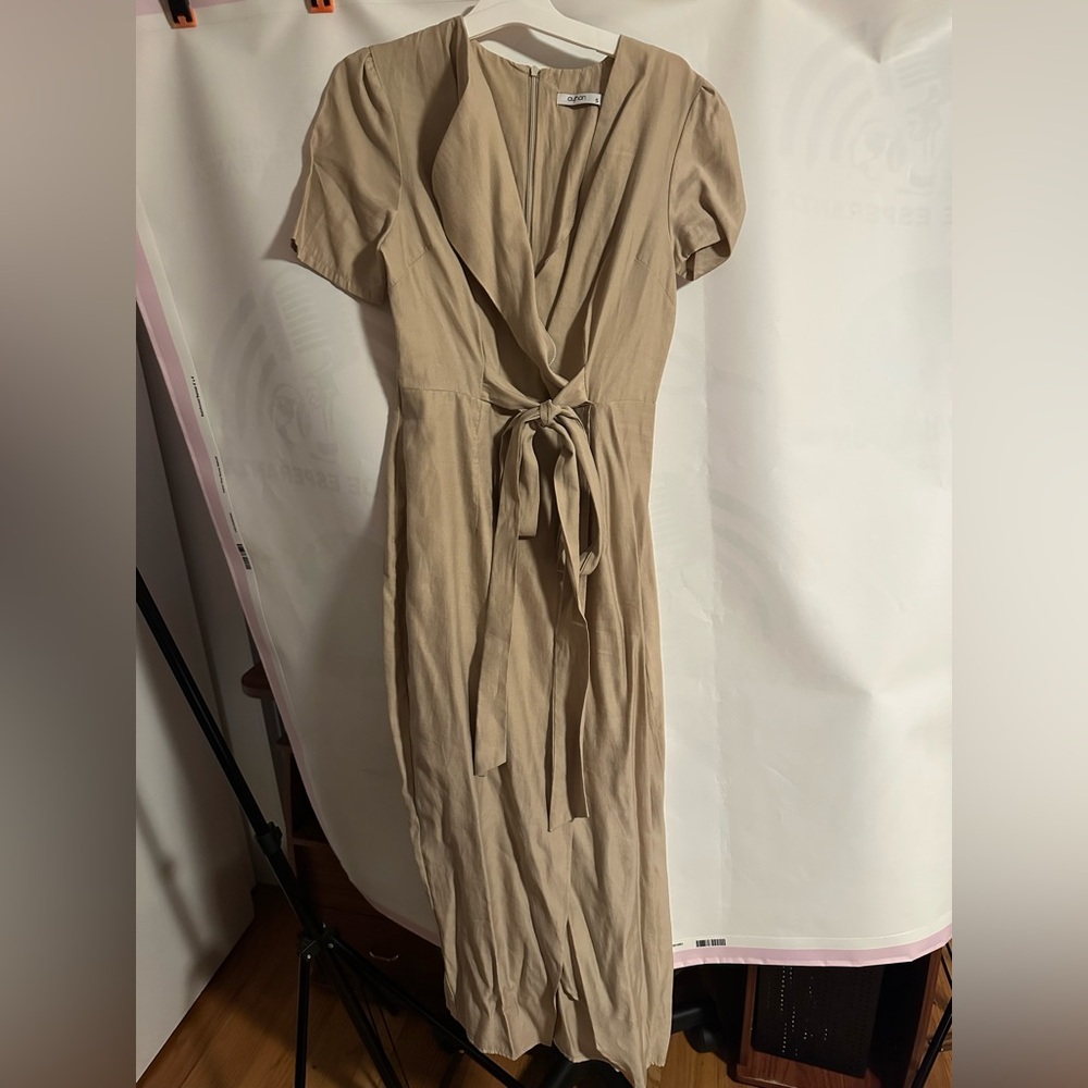 Elegant Beige Wrap Dress